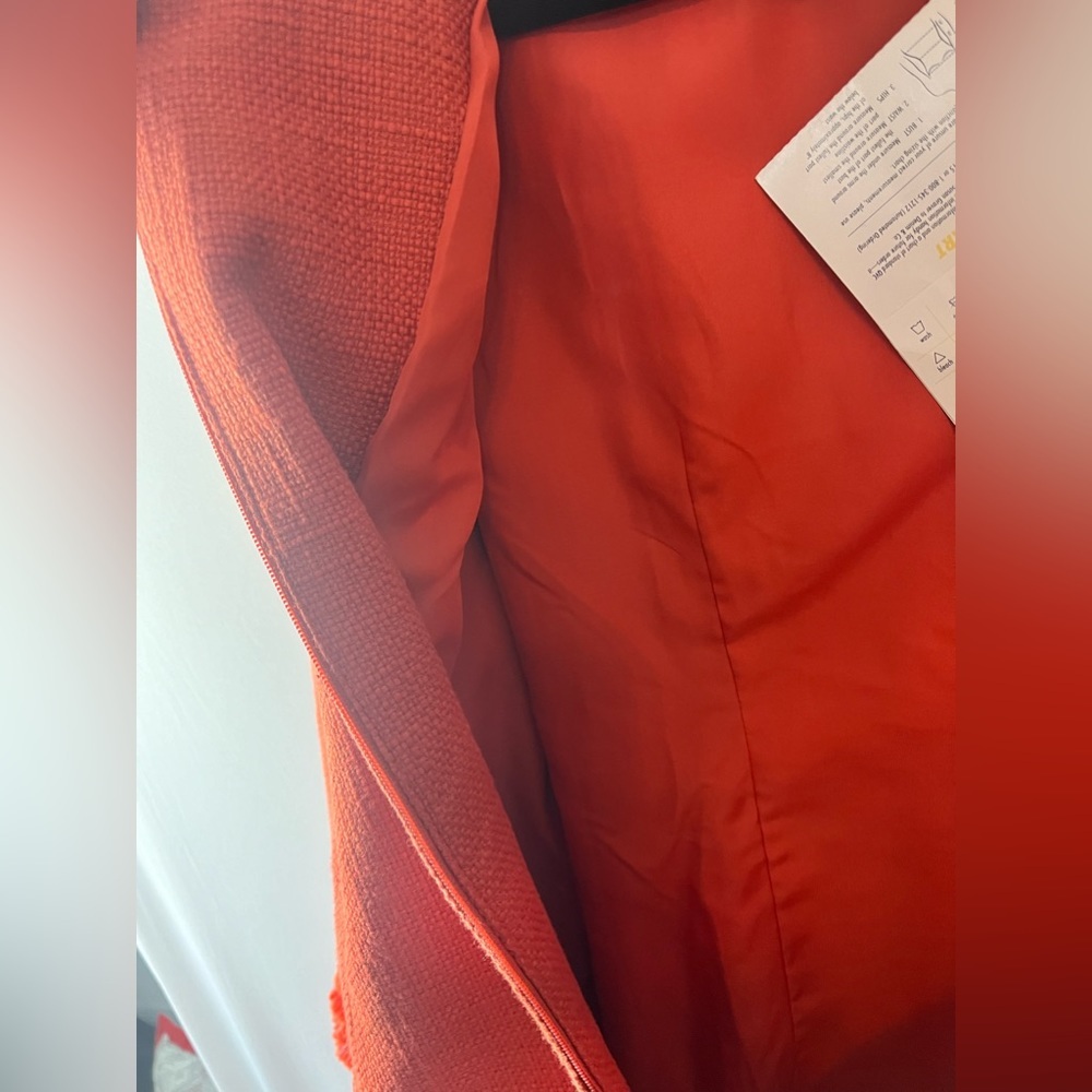 Paula Hian Embroidered Tweed Fringe Orange Jacket Large-NWT - Picture 6 of 8